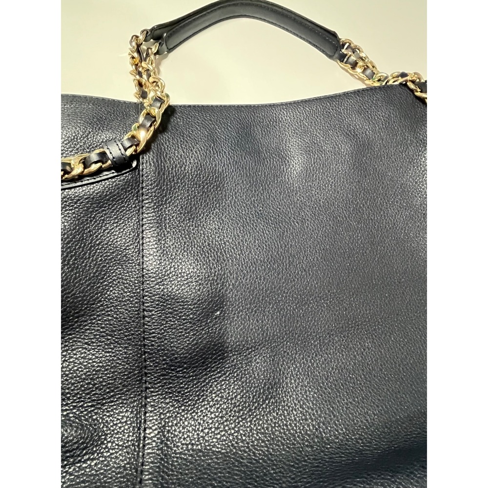 Michael Kors Navy‎ Blue Chain Shoulder Tote Bag Gold Accents - Picture 12 of 12